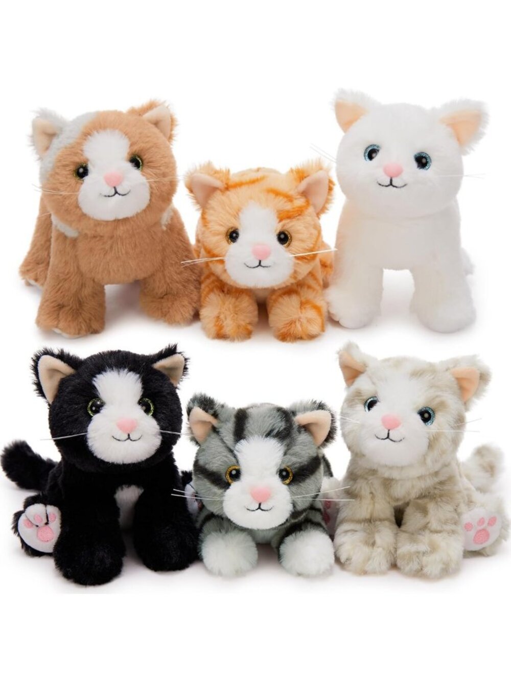 6 Pcs Fluffy Kitten Plush Toys - Small Stuffed Animals for Cats & Kittens